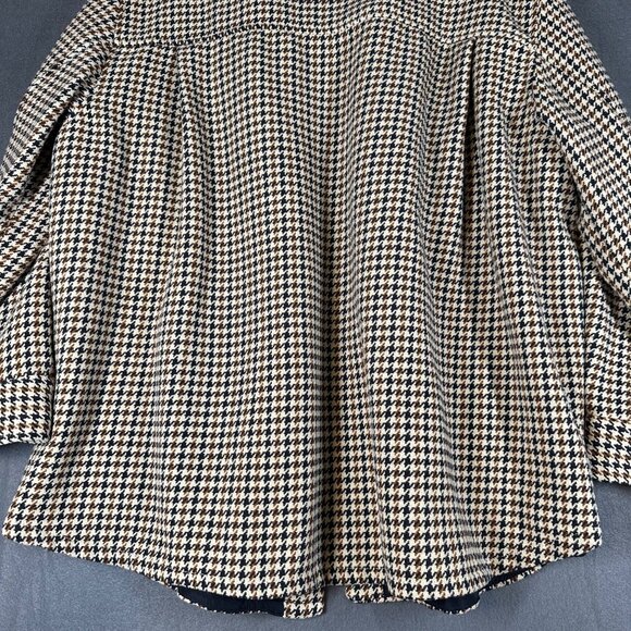 H&M Womens Large Beige Houndstooth Shirt Jacket Shacket Button Front Long Sleeve - Picture 10 of 12